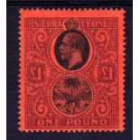 SIERRA LEONE: 1912-21 £1 PART OG, SLIGHT