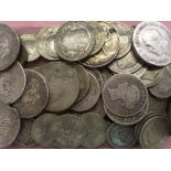 GB COINS: TUB OF MAINLY WORN SILVER COIN