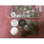 TUB OF MIXED GB COINS, 1935 CROWN (2), 1