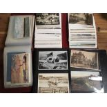 BOX OF VARIOUS OLD POSTCARDS IN FOUR ALB