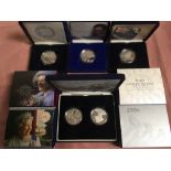 GB COINS: 2002-7 SILVER PROOF CROWNS IN