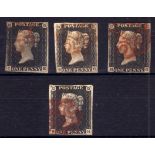 GB: 1840 1d BLACKS, FOUR USED EXAMPLES,