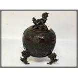 A C19TH JAPANESE BRONZE GLOBULAR VASE, T