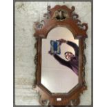 A GEORGIAN STYLE MAHOGANY FRET MIRROR, T