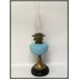 VICTORIAN TURQUOISE EMBOSSED GLASS OIL L