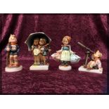 FOUR GOEBEL "HUMMEL" FIGURES, BOY AND GI