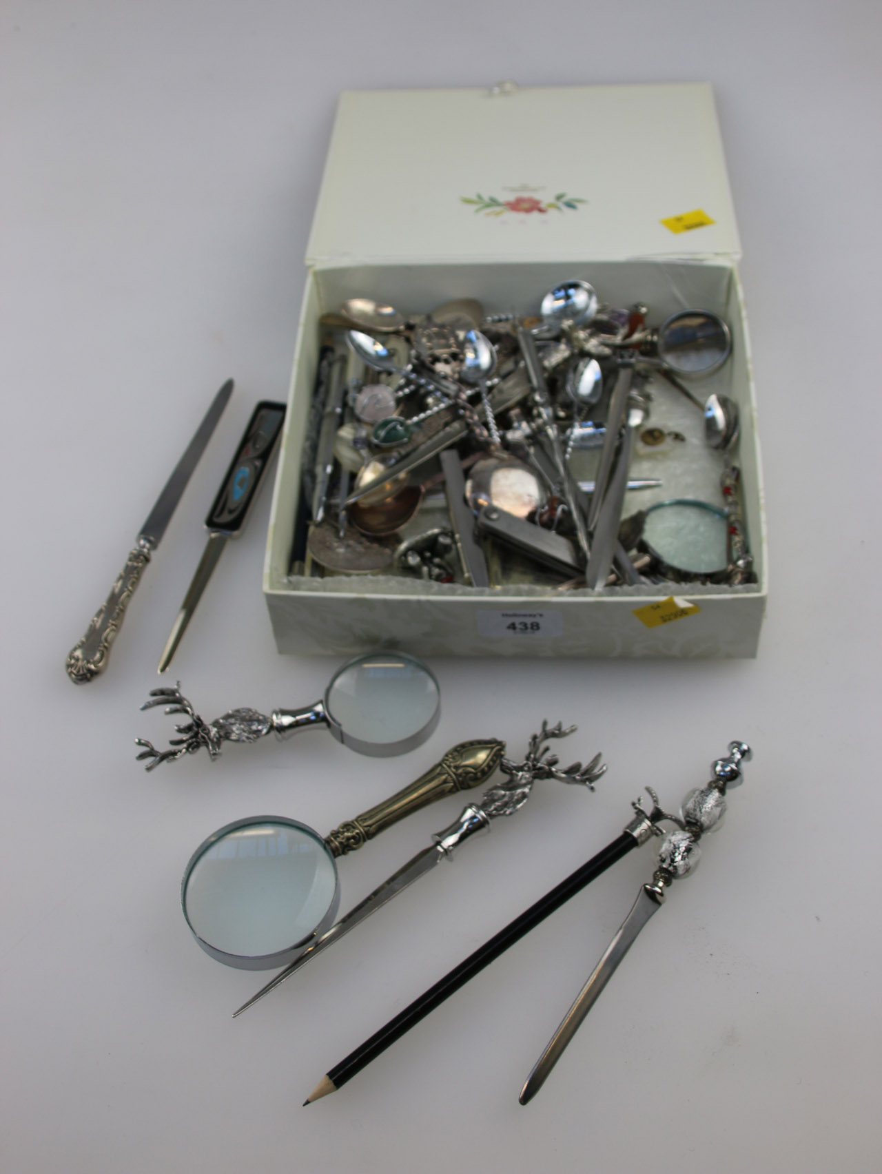 A group of largely 20th century white metal and silver collector's items, various, including