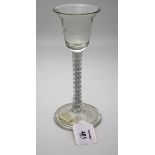 An 18th century style cotton twist stemmed wine glass, with rounded bucket bowl and spreading