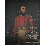 An early 19th century English school Three quarter length portrait of a young military officer oil