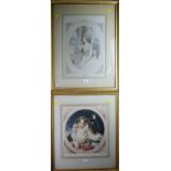 After Sir Thomas Lawrence The Calmady Children a coloured engraving by Sydney Wilson, signed in