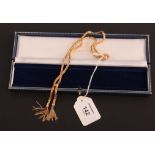 A 9ct gold snake link tassel necklace, in Mappin and Webb case