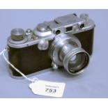 A Leica model IIIA Rangefinder camera, with Leitz Wetzlar Summar F=5cm 1,2 lens, Serial No 234245,