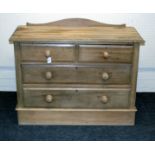 An Edwardian stripped birch chest of two short over two long drawers, 107cm