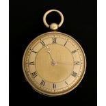 A late George III open faced lady's 18ct gold pocket watch, the machine turned dial with Roman