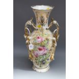A 19th century, probably Paris, porcelain baluster vase, of good proportions, having entwined bell