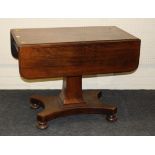 A William IV figured mahogany pillar Pembroke table, 96cm long