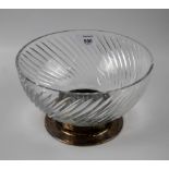 A 20th century Topazio of Portugal silver footed cut glass fruit bowl with swirled cut detail, 21.