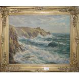 William F Piper 20th century 'Near Land's End' oil on canvas signed lower left 37 x 46cm Artists