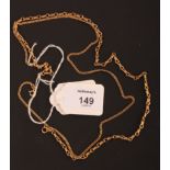 A flattened curb pattern necklace stamped '750', together with another fancy link necklace also