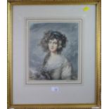 After George Romney Lady Isabella Hamilton a coloured engraving by Louis Busiere signed in pencil by