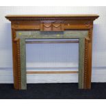 An Adam design marble and stripped pine chimney piece with dentil moulding, 137cm long