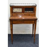 A Louis XVI style kingwood, tulipwood, mahogany bureau de dame, with glazed superstructure and