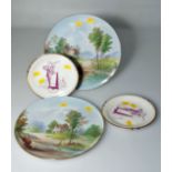 A pair of 19th century earthenware, 32cm diameter plates, each handpainted and signed R W Bates,