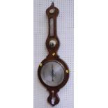 A Victorian walnut cased onion topped five function mercurial barometer, 102cm long