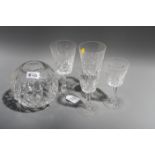 A Waterford cut crystal part suite of table glassware, together with other cut crystal table wares