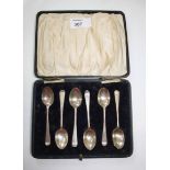 S and Co, a cased set of six silver coffee spoons, Sheffield 1913