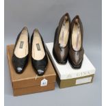 A pair of black Bally court shoes together with a pair of brown John Greer Ltd court shoes and one