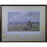 After Lionel Edwards Racehorses training on the gallops a print, signed in pencil 27 x 41cm