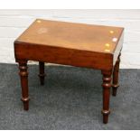 A Victorian mahogany bidet, with period ceramic liner, on ring turned tapering legs, 48 x 38 x 57cm