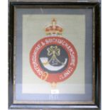 A 1917 needlepoint, Oxfordshire and Buckinghamshire Light Infantry, with regimental crest