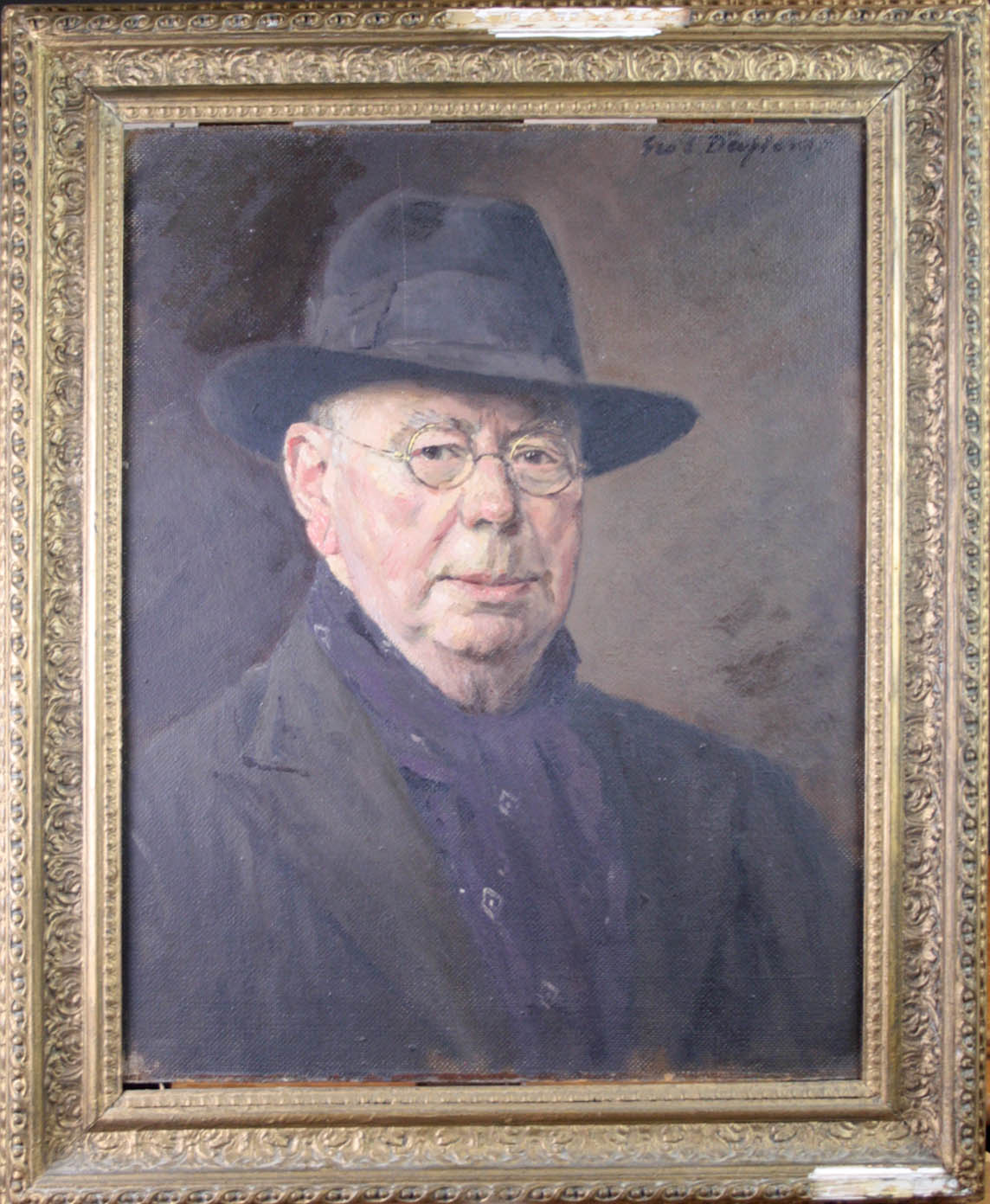 George Ernest D'Afters Self portrait oil on board, signed top right, titled verso 55 x 41cm