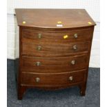 A 19th century mahogany, boxwood strung bow front chest of small proportions having four graduated