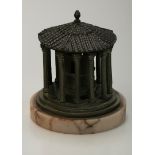 A 19th century Grand Tour bronze and marble inkwell in the form of the Temple of Vesta with