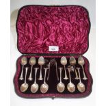 James Wakely and Frank Wheeler, a cased set of twelve silver teaspoons each having scrolled terminal