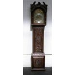 A George III oak cased 8 day longcase clock, by G Stock of London, with carved decoration, 220cm