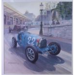 Michael Turner (Born 1934, British) A Type 59 Grand Prix Bugatti racing on a street circuit