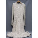 A 1970s cream lace long dress, Size 10