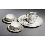 A Noritake part tea service, comprising eleven cups, sixteen saucers, twelve tea plates, two cake