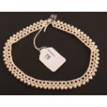 Multi strand fresh water pearl choker necklace, of lattice work form
