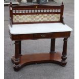 A Victorian marble topped tile backed Duchess wash stand, 107cm wide