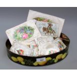 A collection of approximately three dozen Edwardian pressed cards, silk and other greetings and