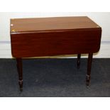 A Victorian mahogany pembroke table, the rectangular top with twin drop flaps over single end