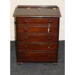 A 19th century mahogany collectors' chest, of five short drawers, raised on bun feet, 49cm wide