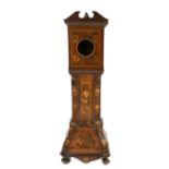 A 19th century Dutch walnut and floral marquetry watch case fashioned as a longcase clock, 38cm
