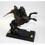 A Franklin Mint cast bronze Il Cavallo, after the sketch by Leonardo da Vinci on a marble plinth,