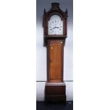 A George III 8 day longcase clock, by George Parker Wisbech, with white painted dial and caddy